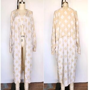 Vintage Geometrical Duster Coat Unusual Natural Duster Coat Jacket Layering XS S